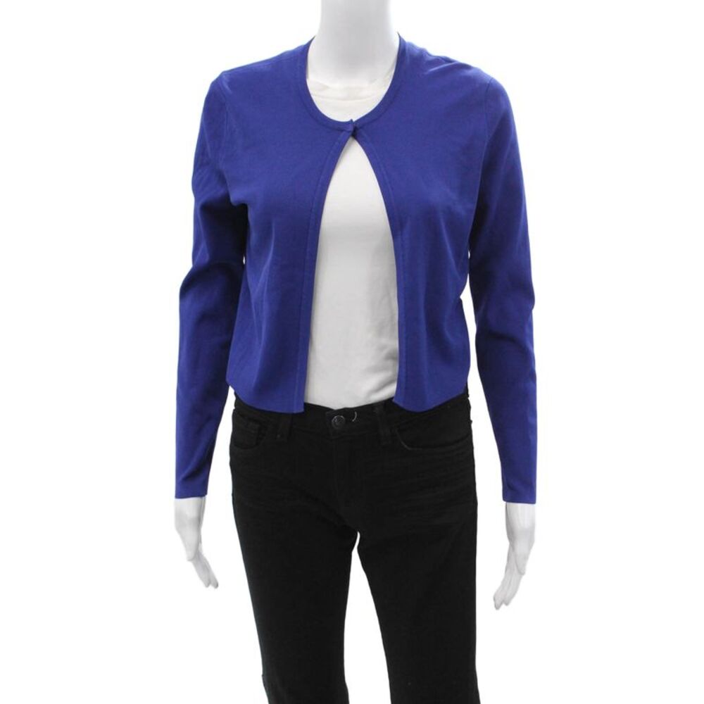 Lela Rose Women Cardigan Sweater Blue Hook & Eye Rayon Nylon Size S